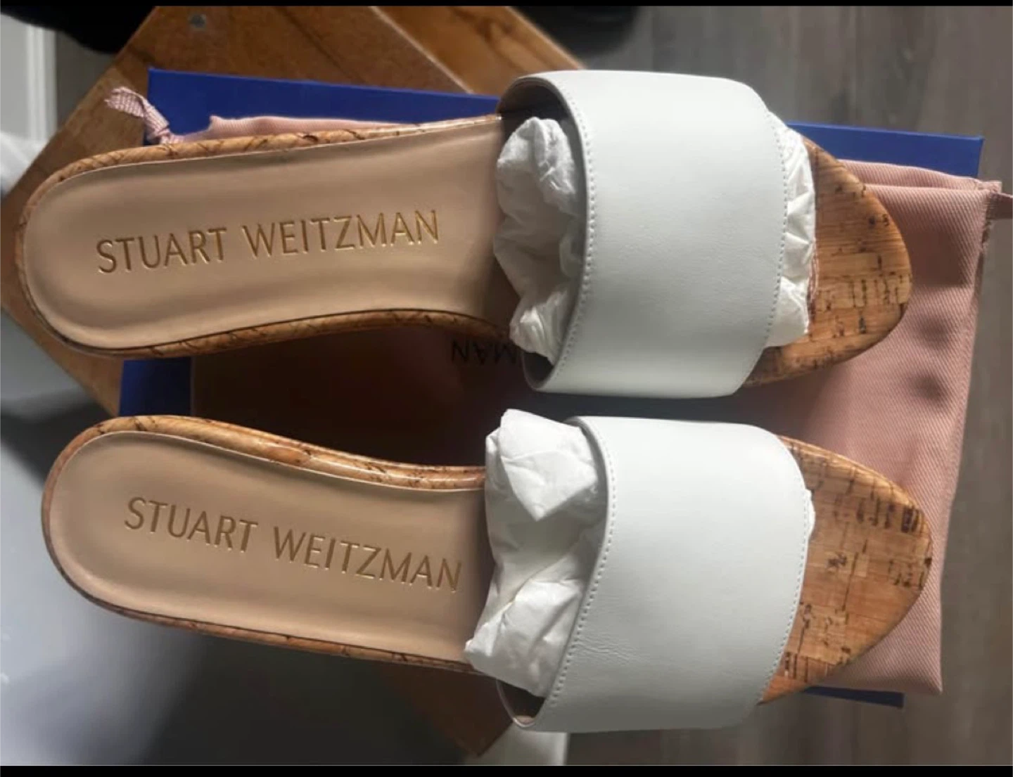 Stuart Weitzman White Leather Wedge Slides - Size 7.5 - photo 3