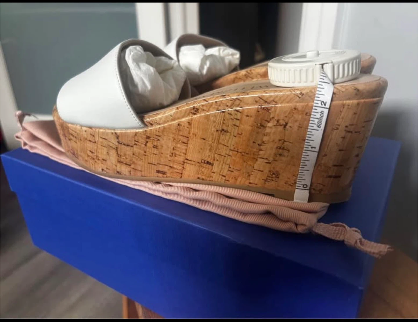 Stuart Weitzman White Leather Wedge Slides - Size 7.5 - photo 2