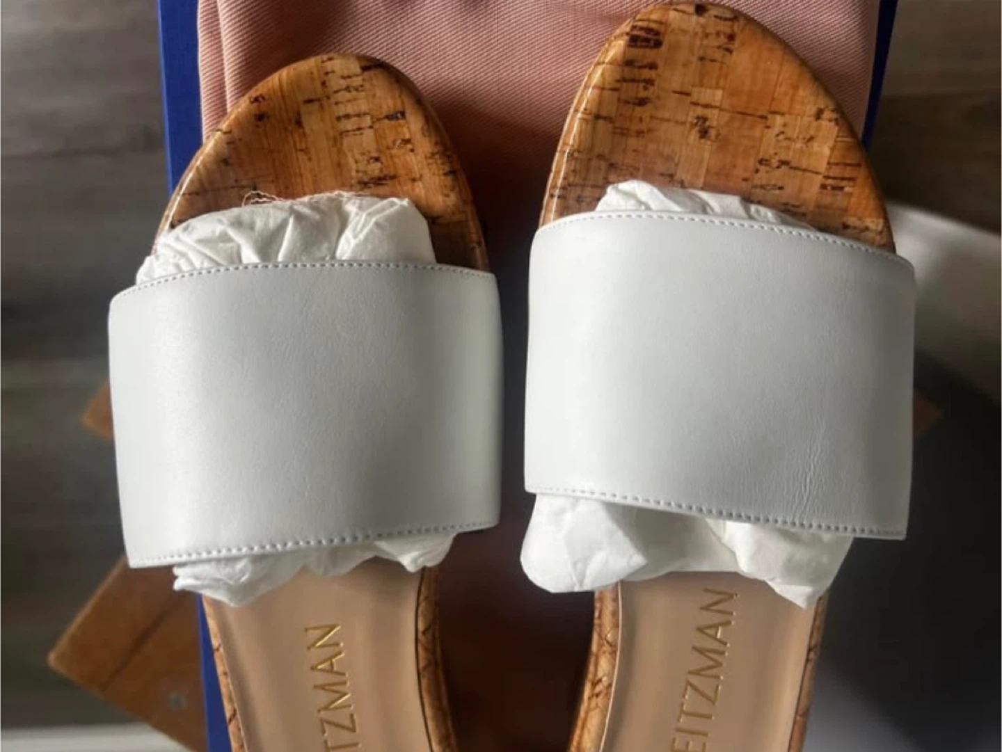 Stuart Weitzman White Leather Wedge Slides - Size 7.5 - photo 4