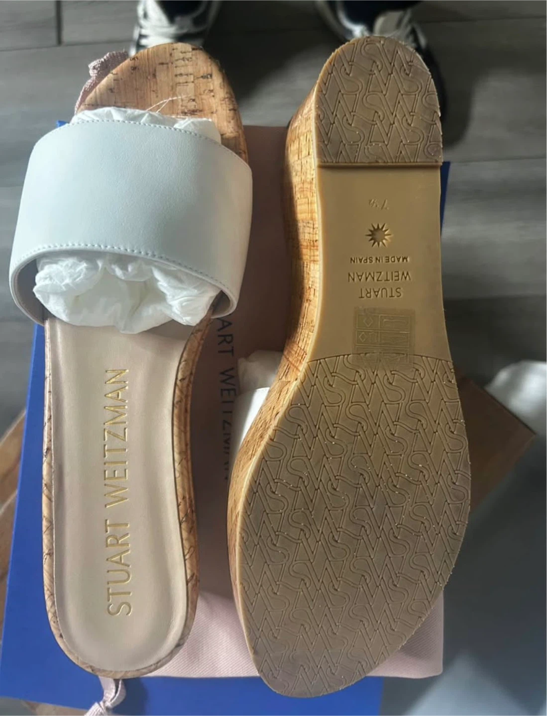 Stuart Weitzman White Leather Wedge Slides - Size 7.5 - photo 5