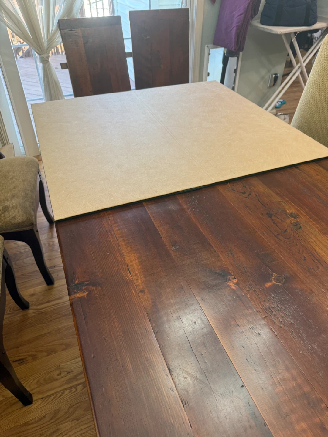 Dining Table with Leaf and Green Cover - photo 5