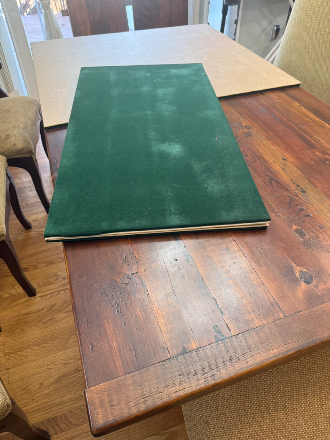 Dining Table with Leaf and Green Cover - photo 2