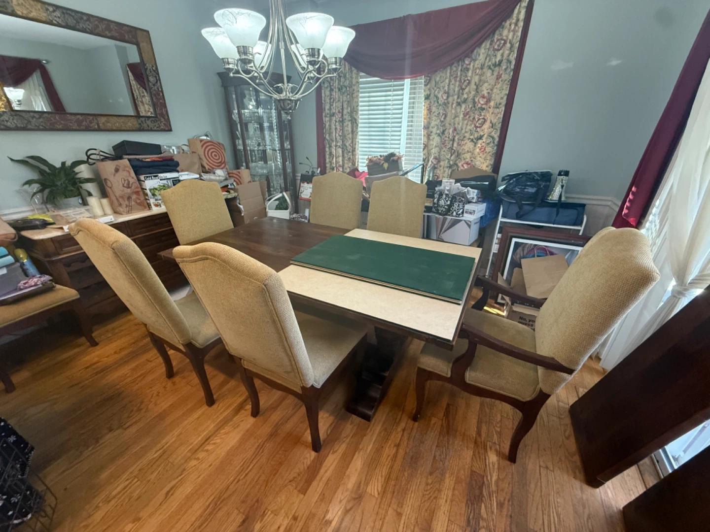 Dining Table with Leaf and Green Cover - photo 3
