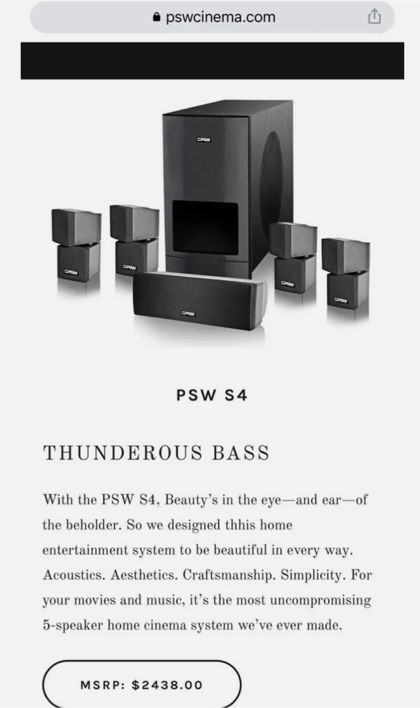 New PSW Cinema S4 Home Theatre System - photo 3