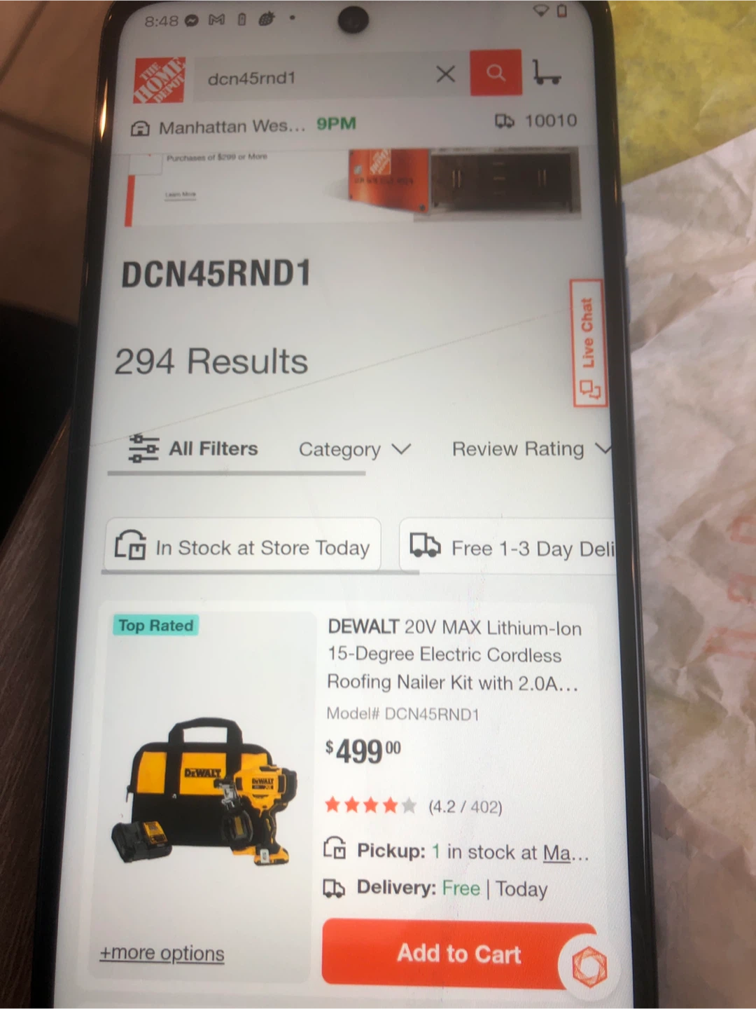 Dewalt 15 degree Roof Nailer w/ Battery & Charger - New! - photo 2