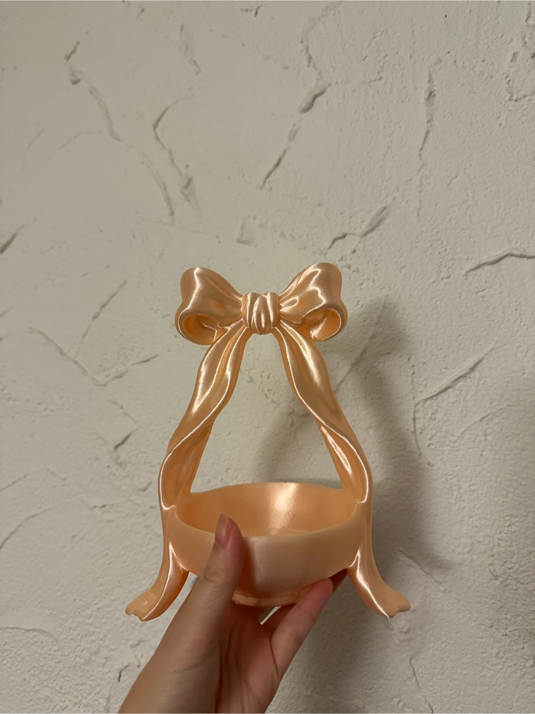 Made by order Peach Bow Basket - Cute Decor!