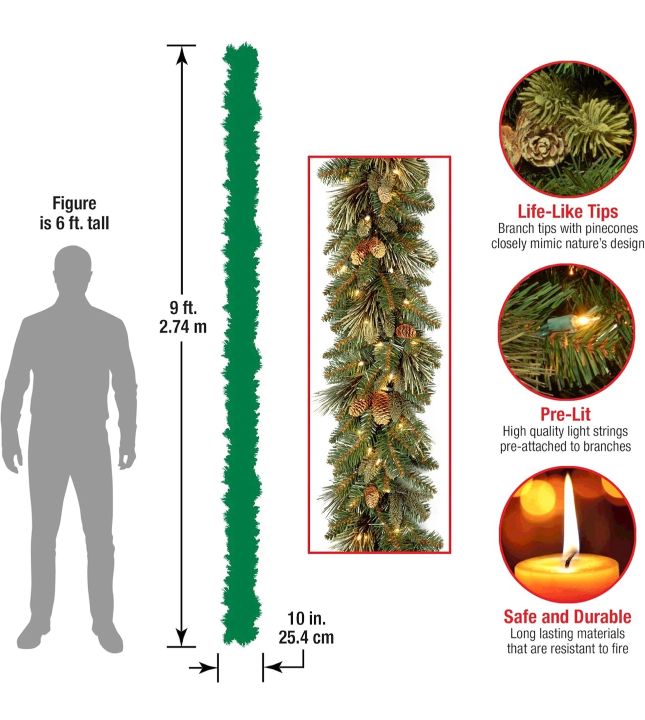 9 ft Pre-Lit Artificial Christmas Garland - photo 2