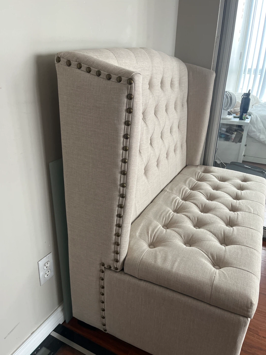 Tufted Storage Bench with Backrest - photo 2