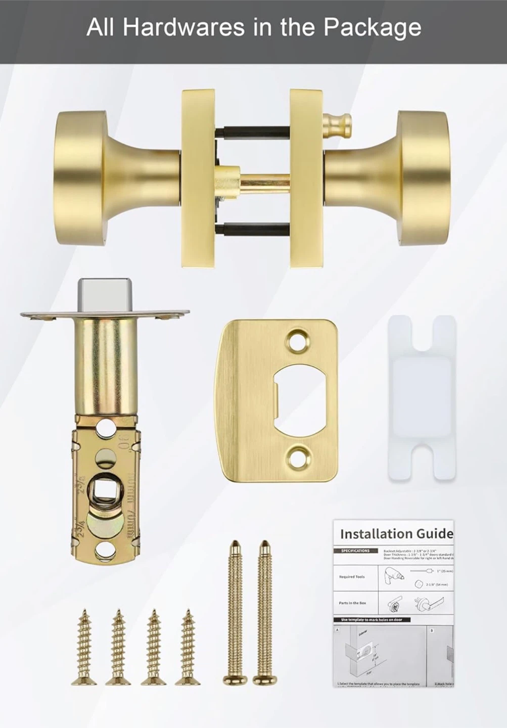 goldenwarm Privacy Gold Interior Door Knobs - Pack of 3 - BNIB - photo 4