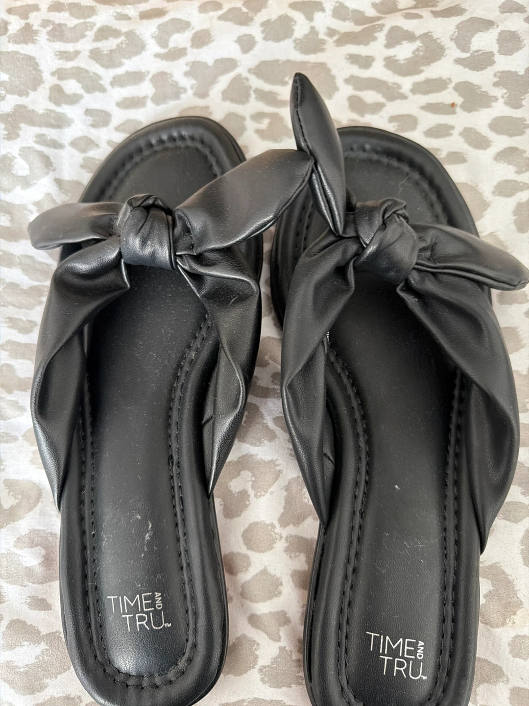 Time and Tru Black Bow Sandals