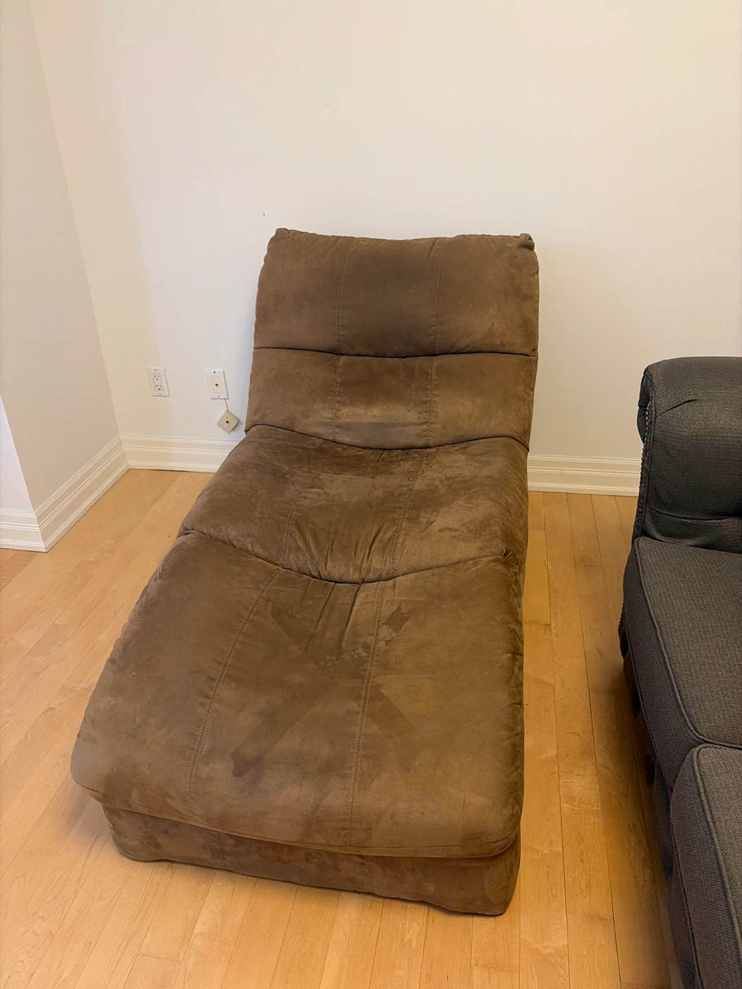 Brown Suede Convertible Floor Chair