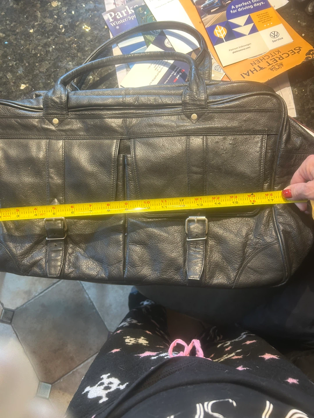 Black Leather Briefcase/Travel Bag - photo 5