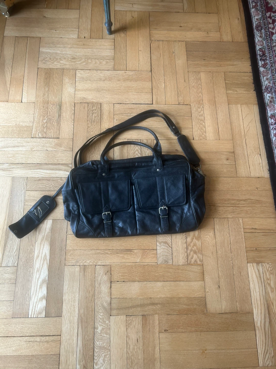 Black Leather Briefcase/Travel Bag