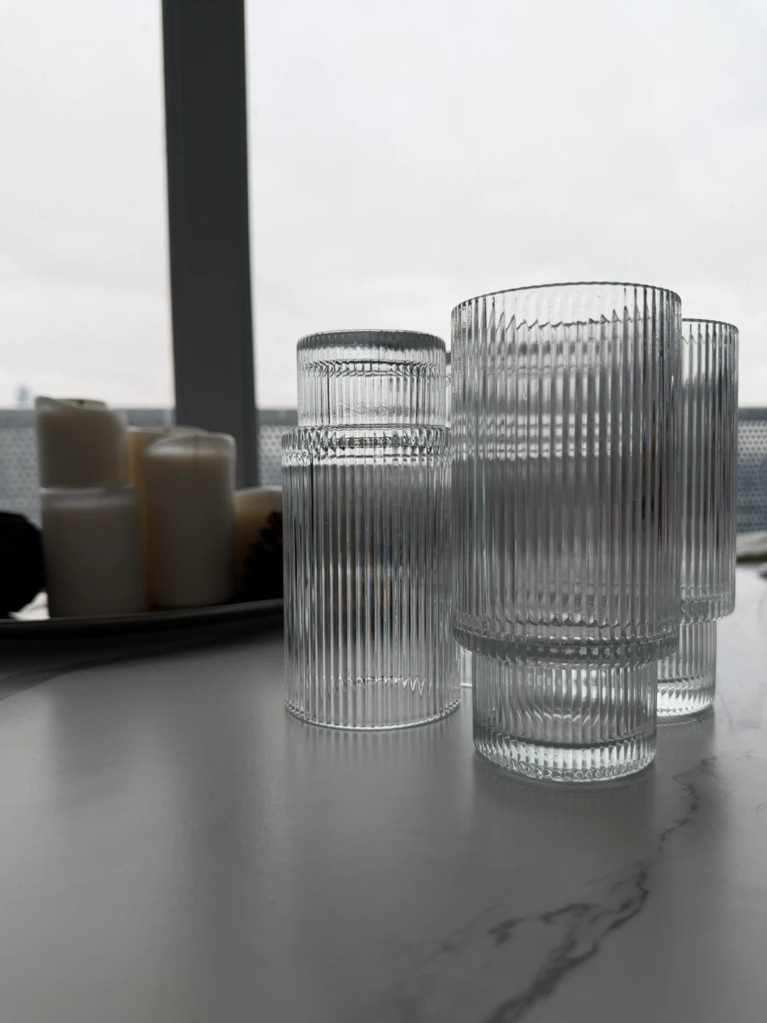 Set of 4 Ribbed Drinking Glasses - photo 2