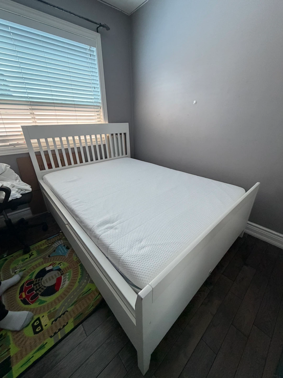 IKEA White Bed Frame with 4 Storage Drawers