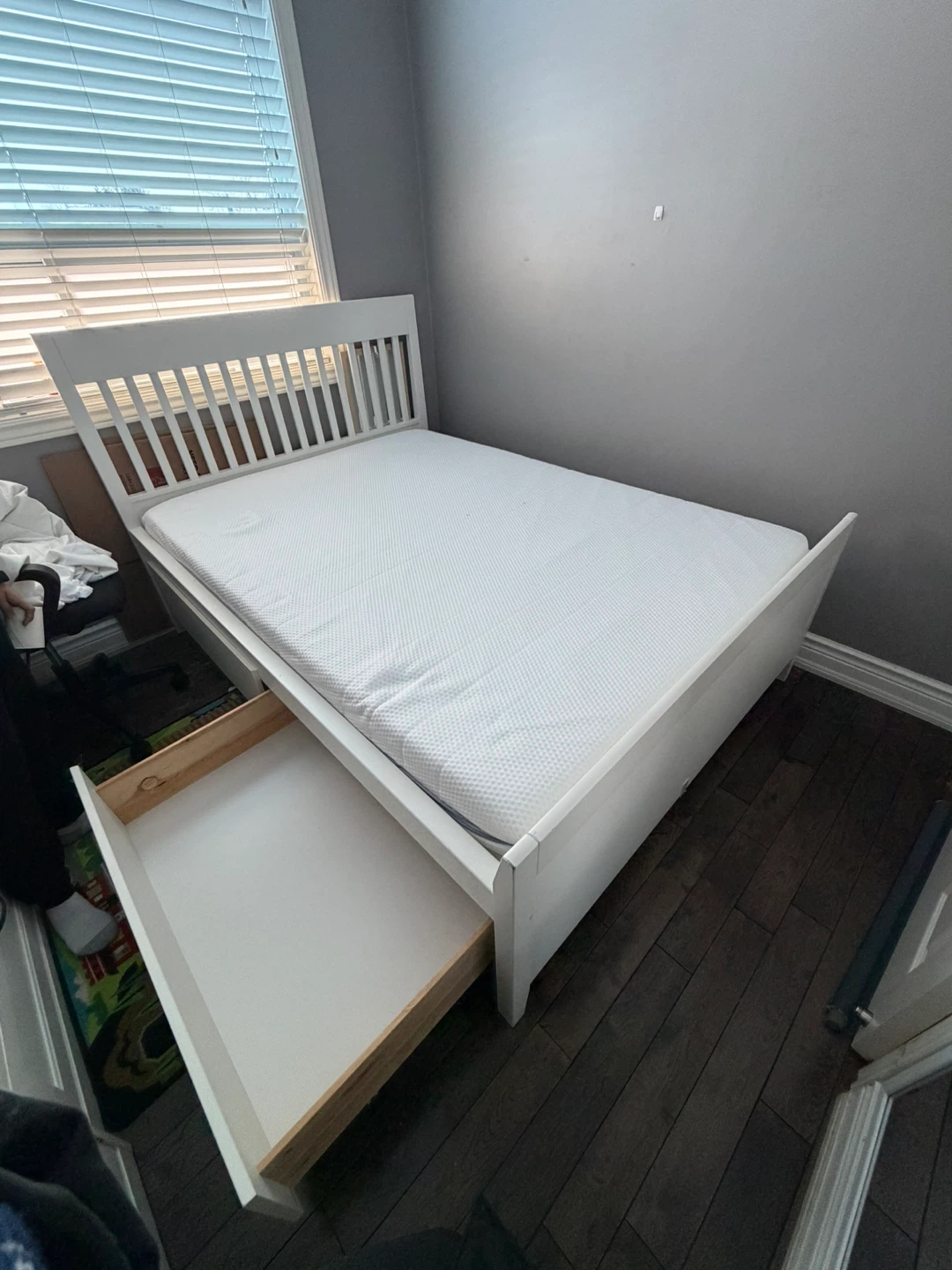 IKEA White Bed Frame with 4 Storage Drawers - photo 2