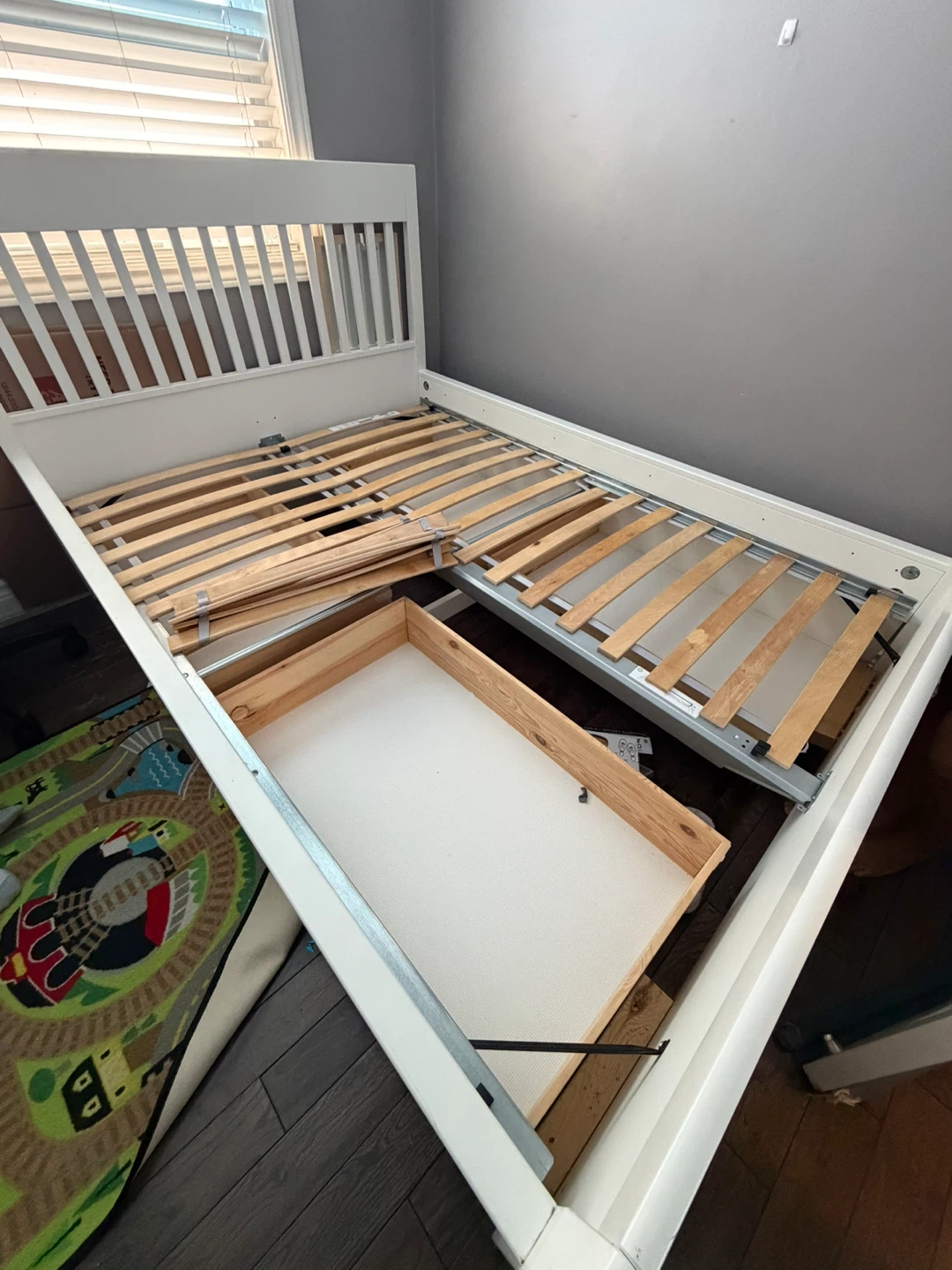 IKEA White Bed Frame with 4 Storage Drawers - photo 3