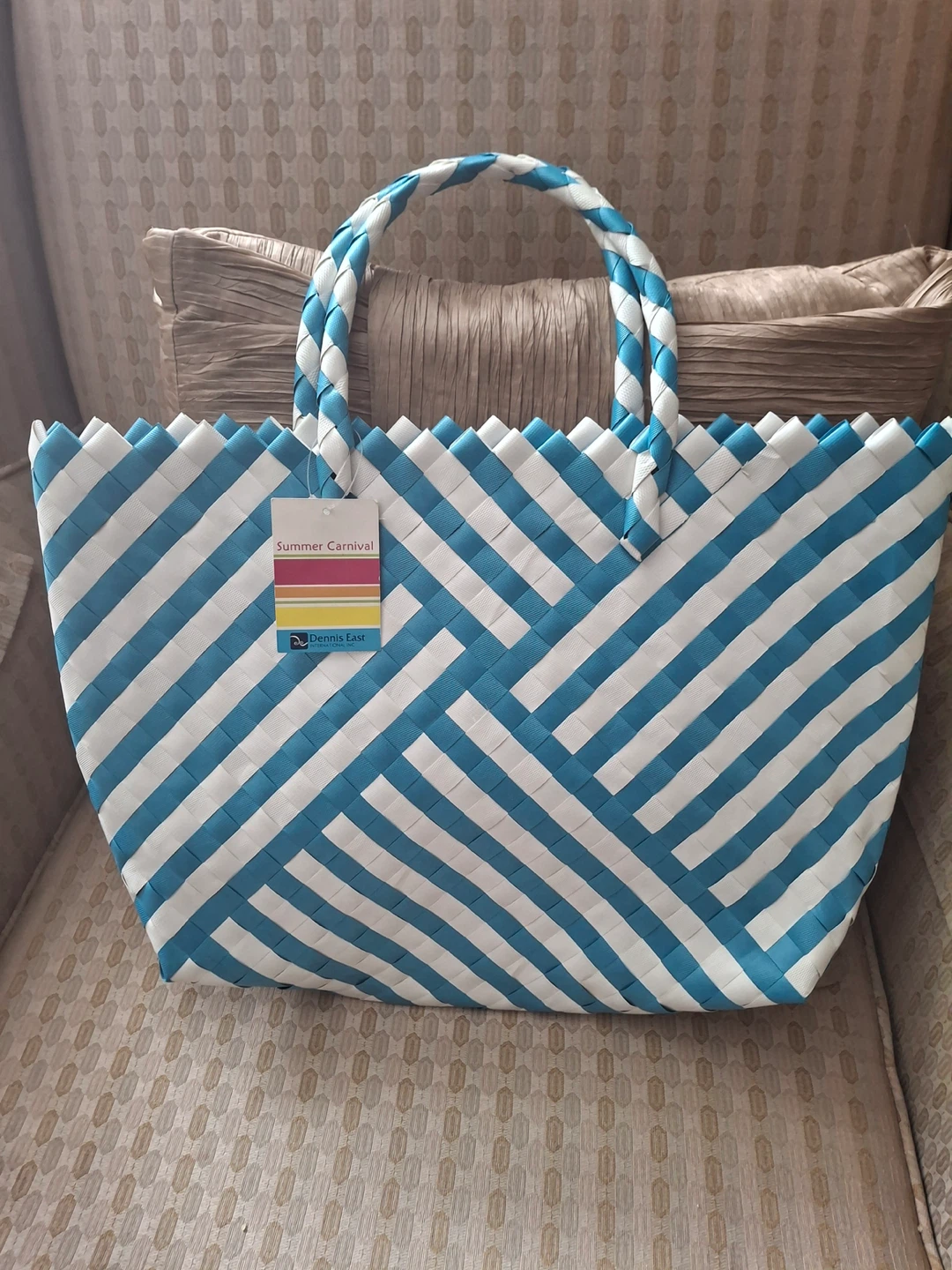 Blue striped beach bag