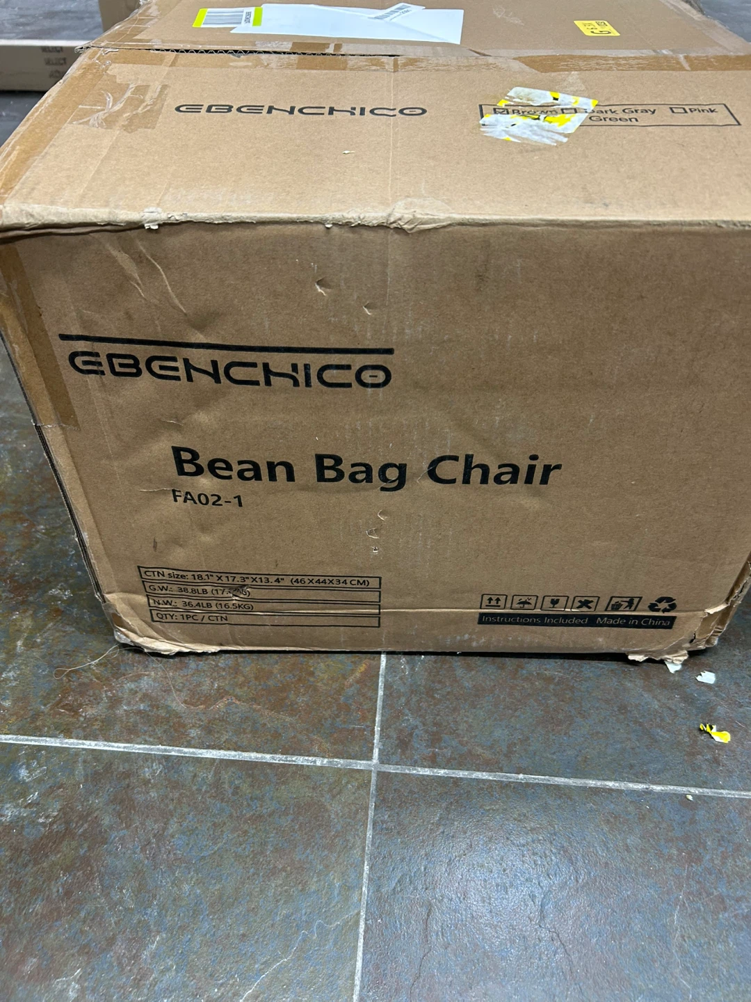 Ebenchico Bean Bag Chair - Brown Corduroy - photo 5