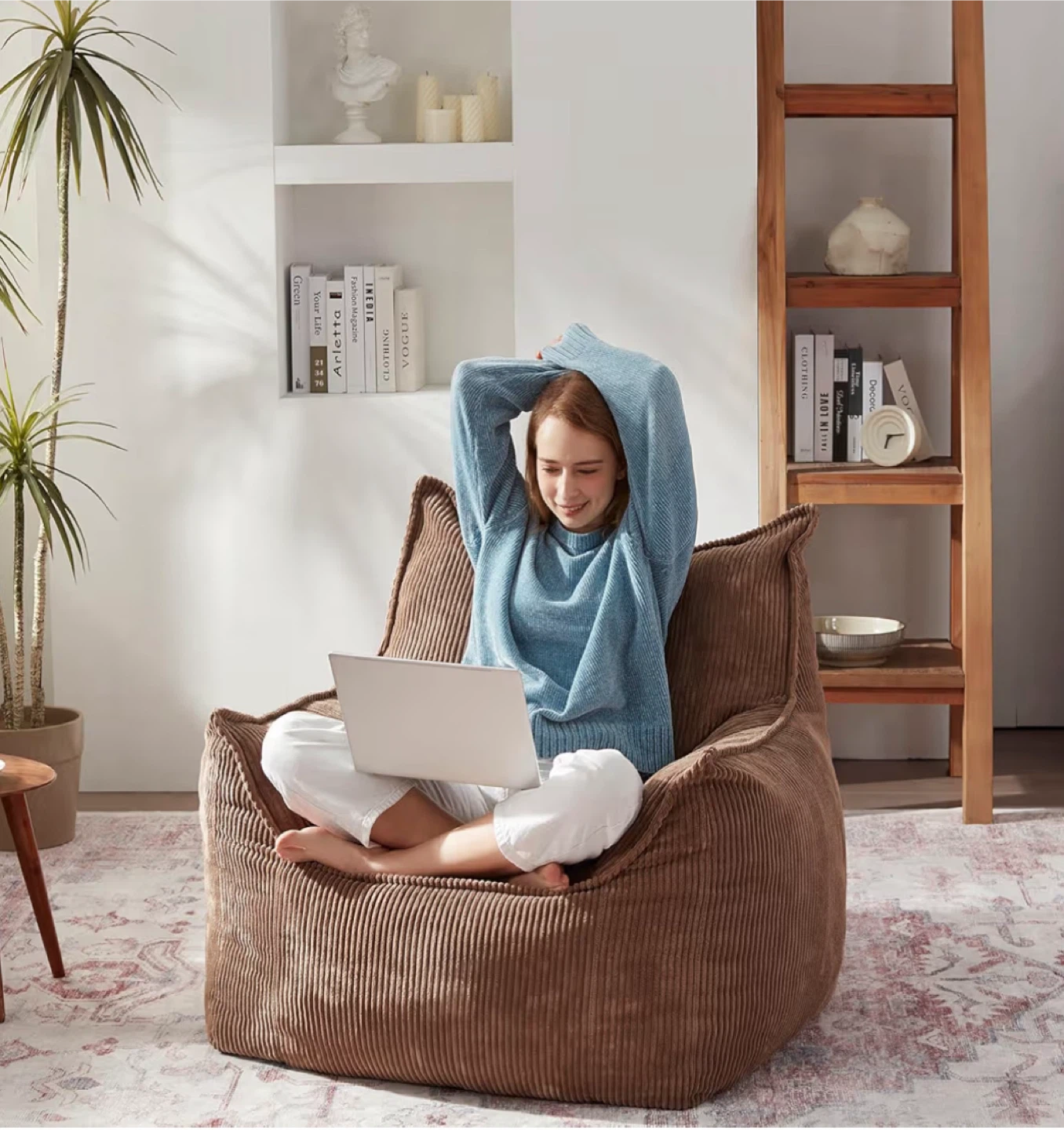Ebenchico Bean Bag Chair - Brown Corduroy