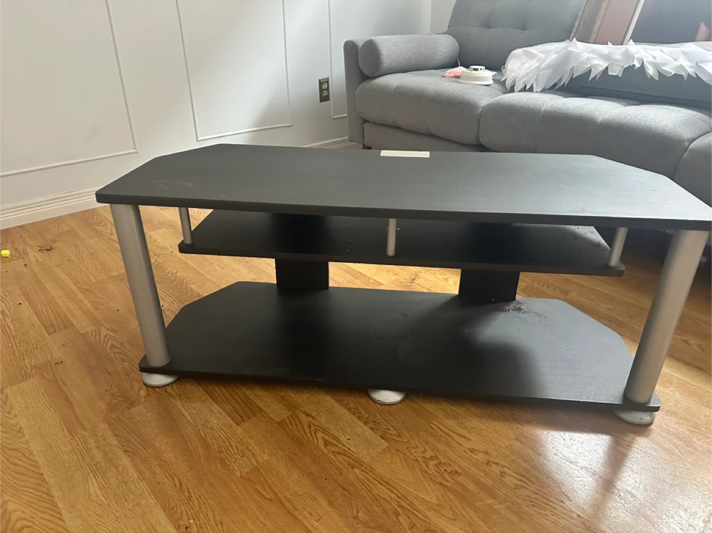 Black TV Stand with Silver Legs - photo 3