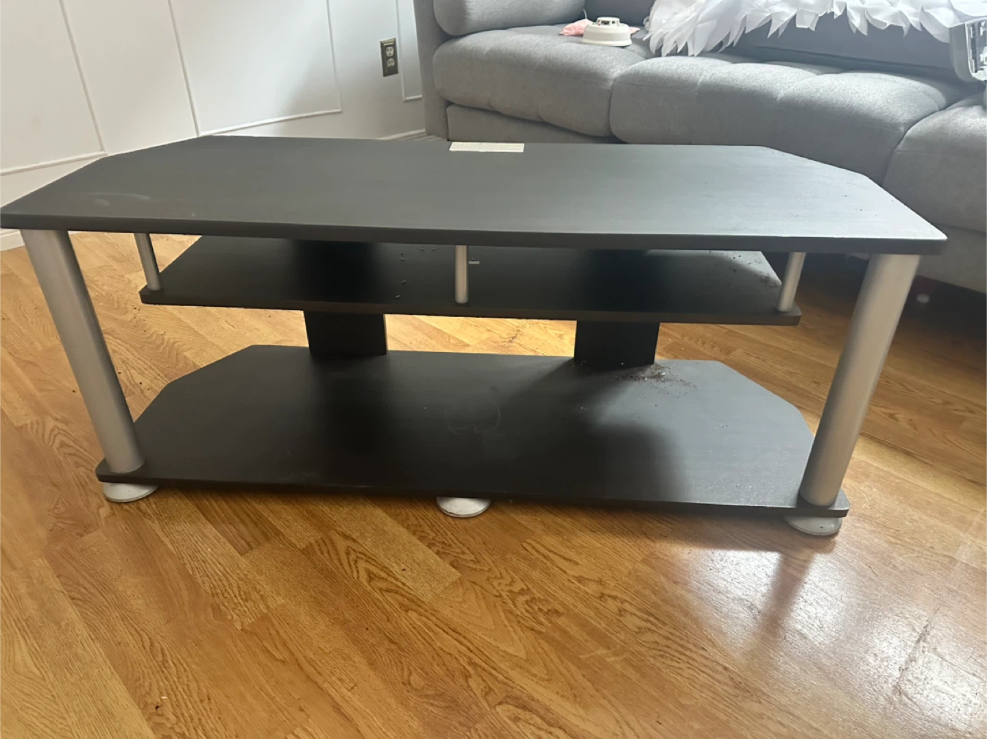 Black TV Stand with Silver Legs