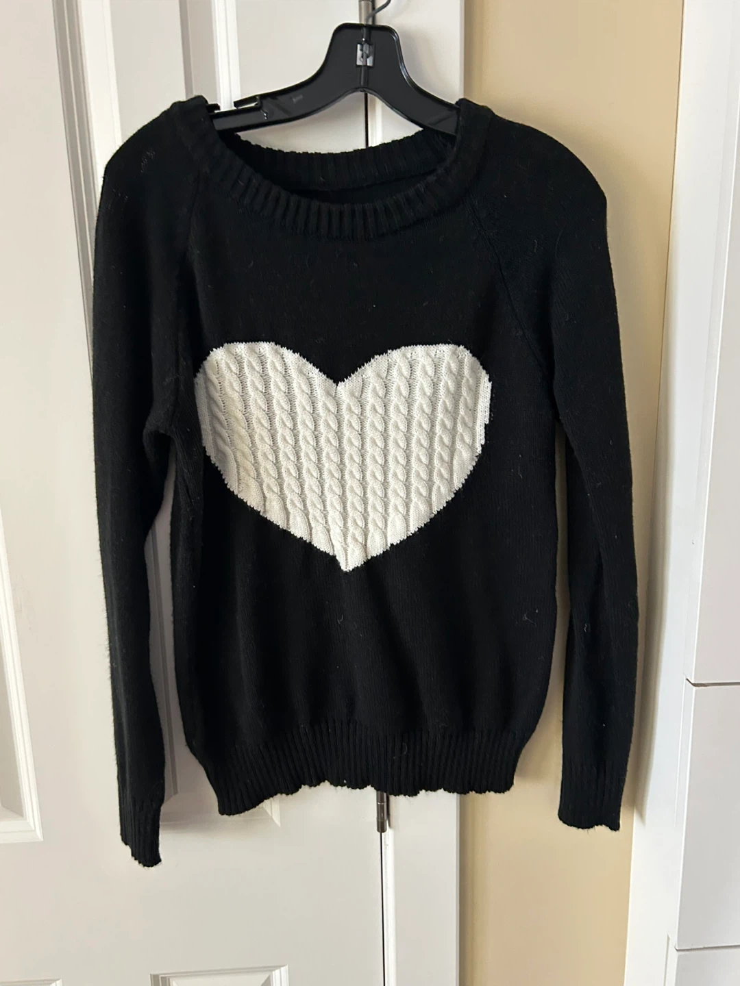 Black Sweater with White Heart