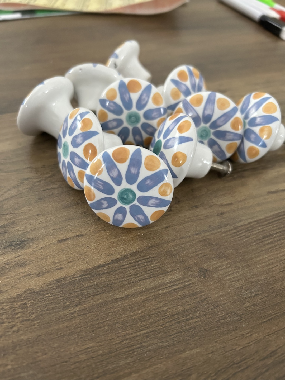 Decorative Ceramic Drawer Knobs - Floral Design