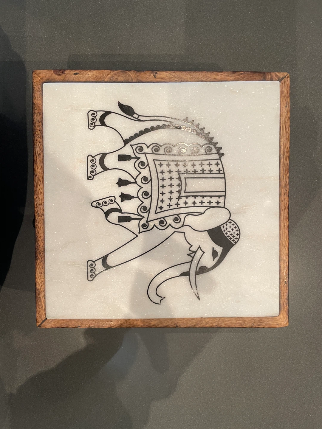 Wooden Box with Elephant Design