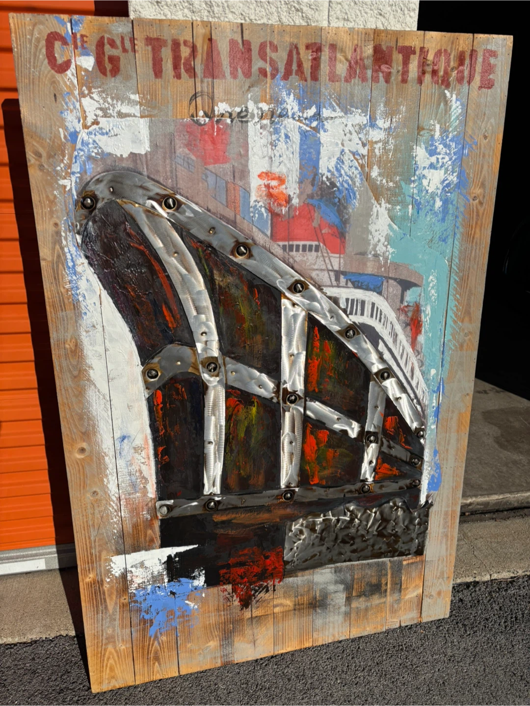 Vintage Ship Art on Wood Panel