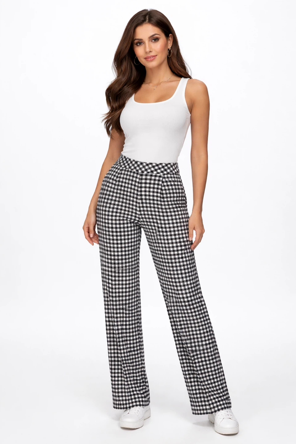 S.C.& Co Gingham Check Stretch Pants Size 4 Black White