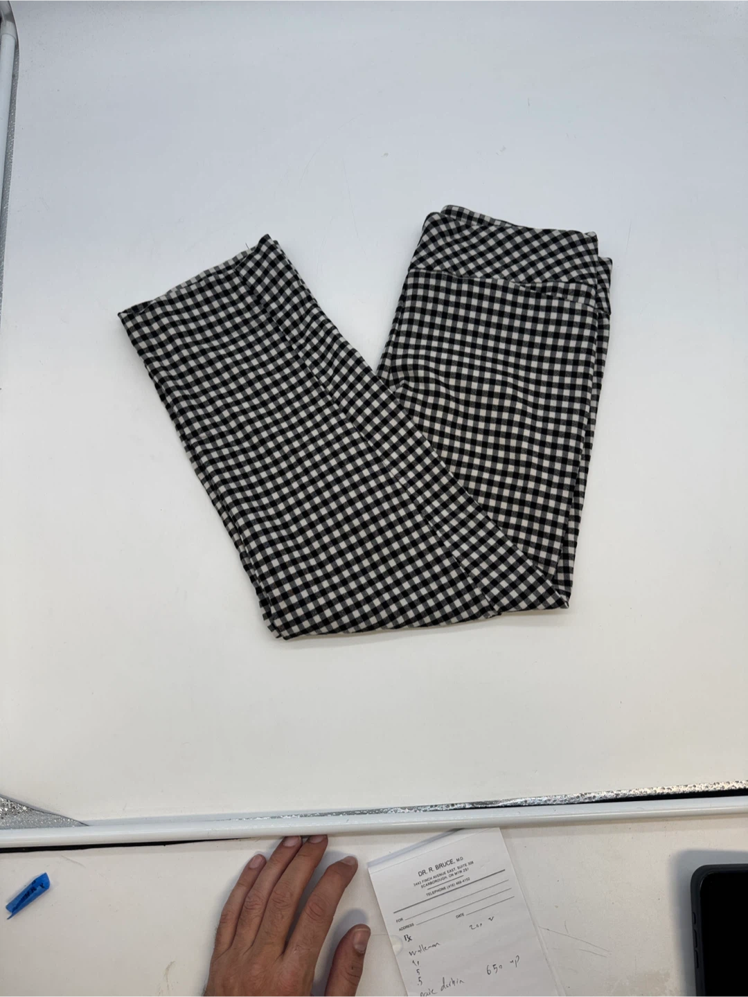 S.C.& Co Gingham Check Stretch Pants Size 4 Black White - photo 5