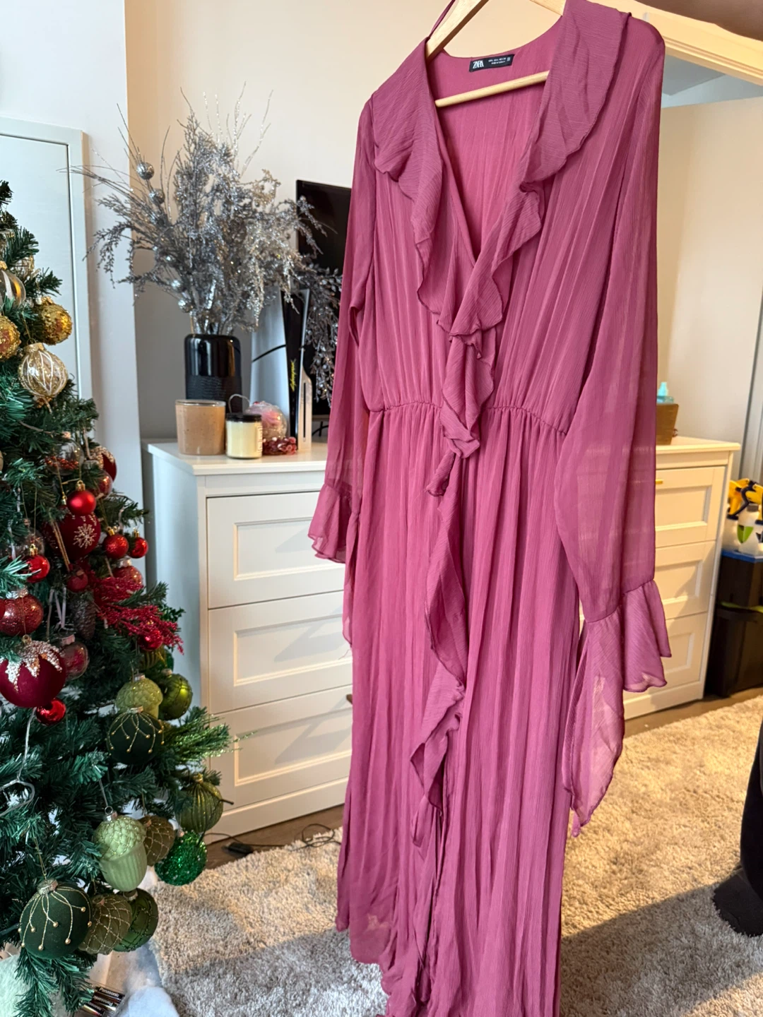 Zara Pink Ruffle Maxi Dress - Size L - photo 2