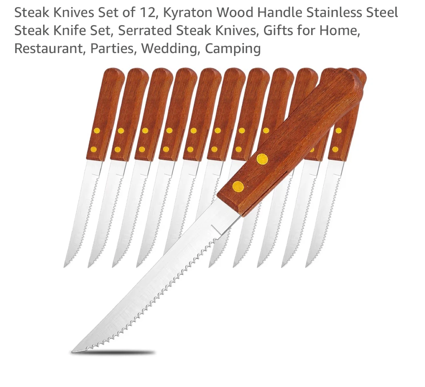 Kyraton Steak Knife with Wood Handle set of 12