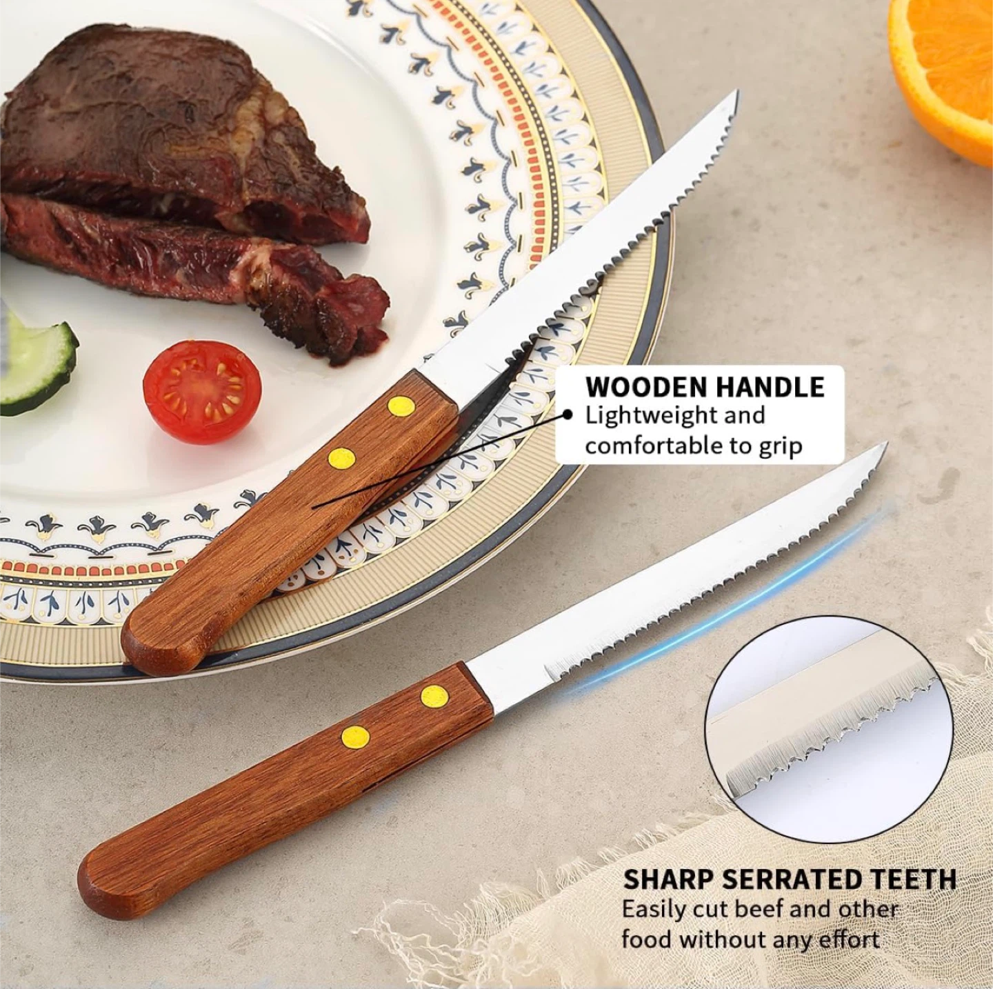 Kyraton Steak Knife with Wood Handle set of 12 - photo 4