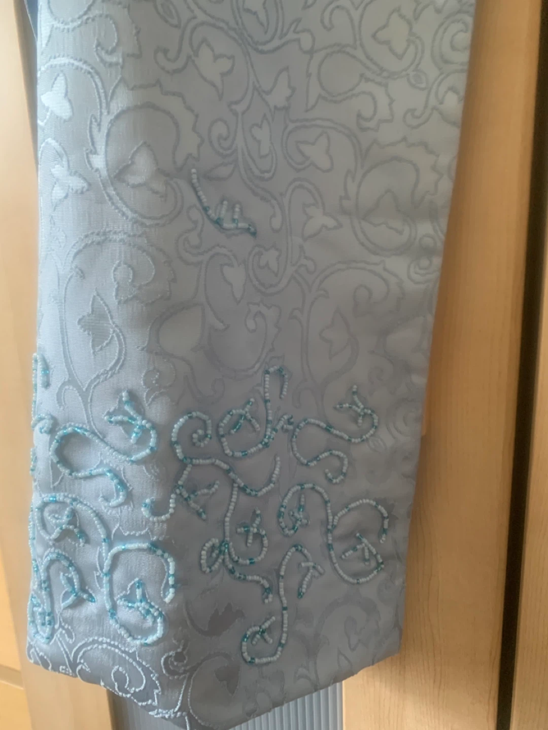 Light Blue Beaded Shawl 17”x80” - photo 3