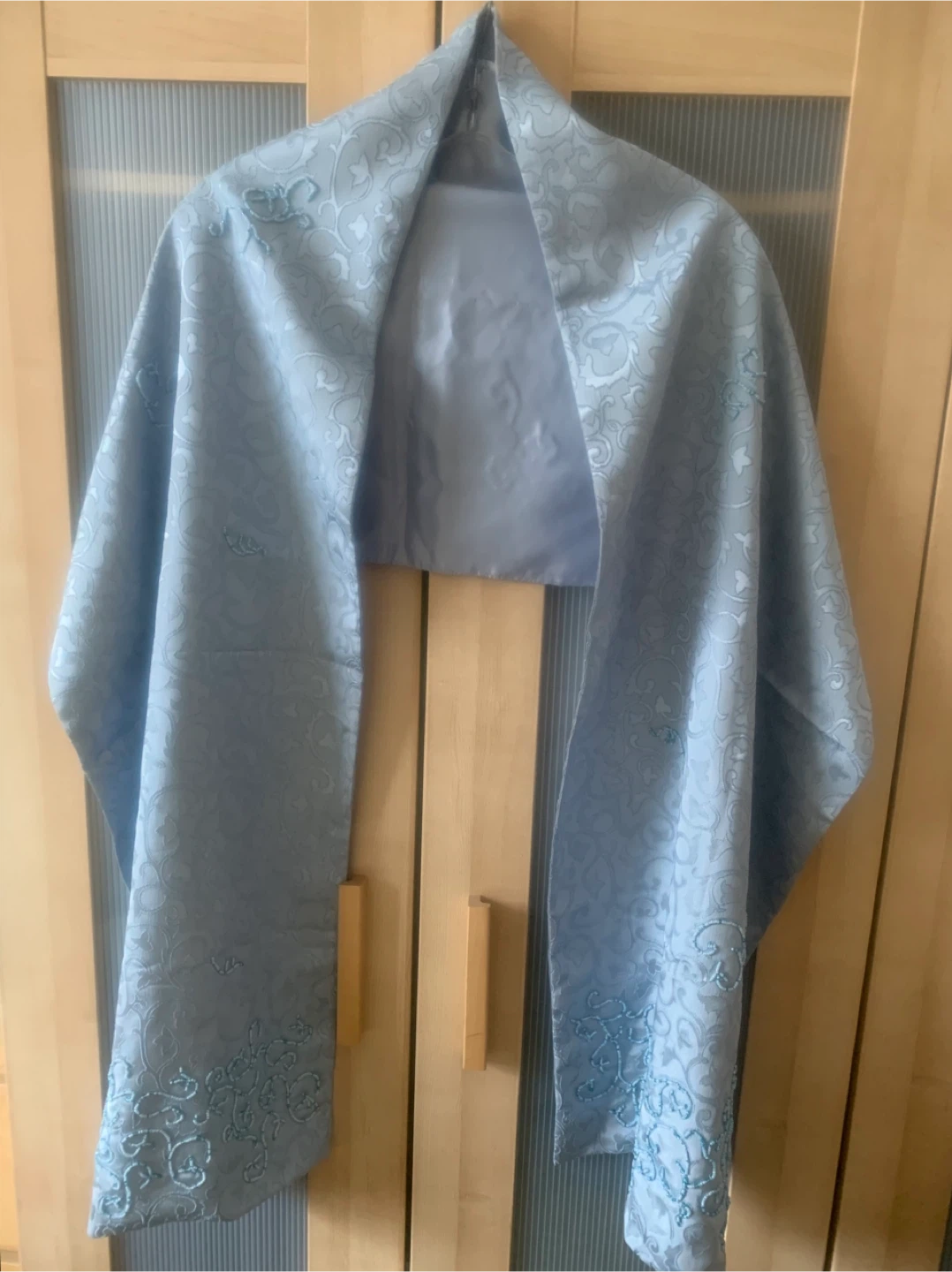 Light Blue Beaded Shawl 17”x80” - photo 2