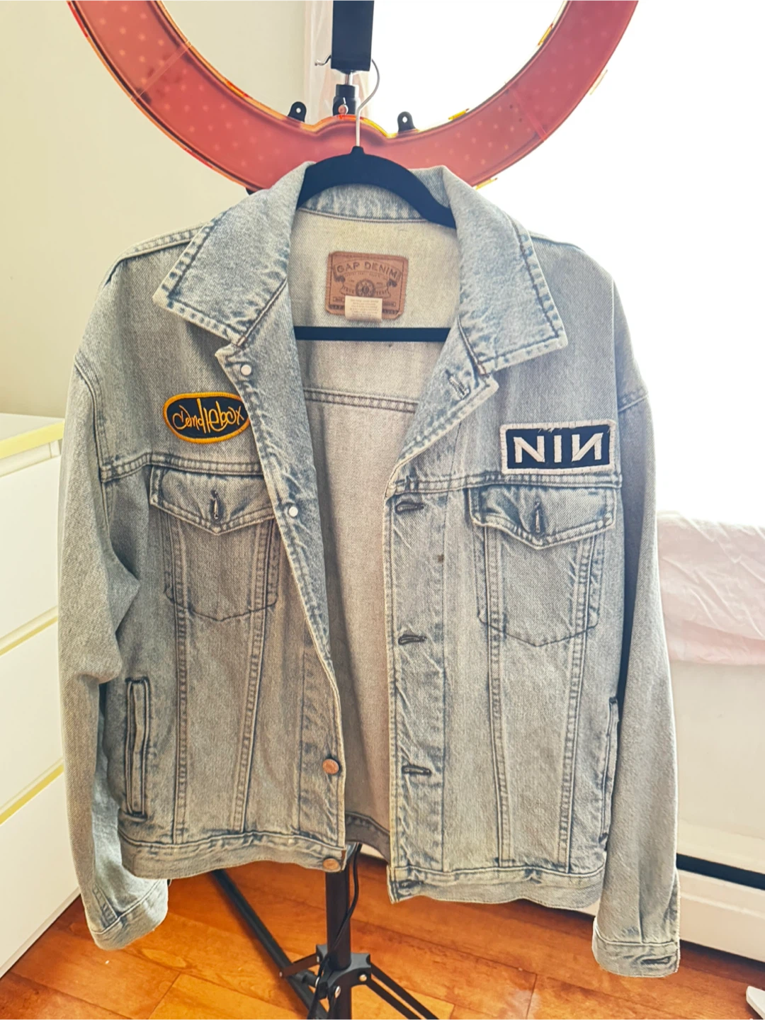 Vintage Denim Jacket with Custom Airbrushed Trent Reznor NIN art - photo 2