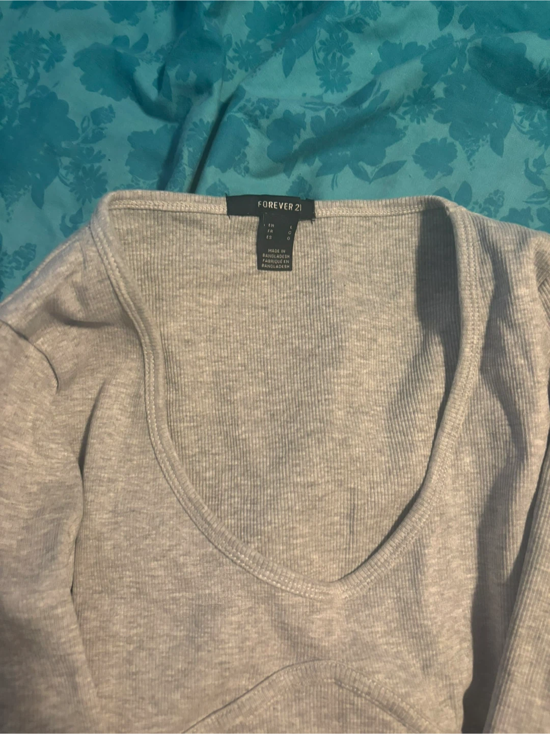 Forever 21 Grey Long Sleeve Top - Size L - photo 2
