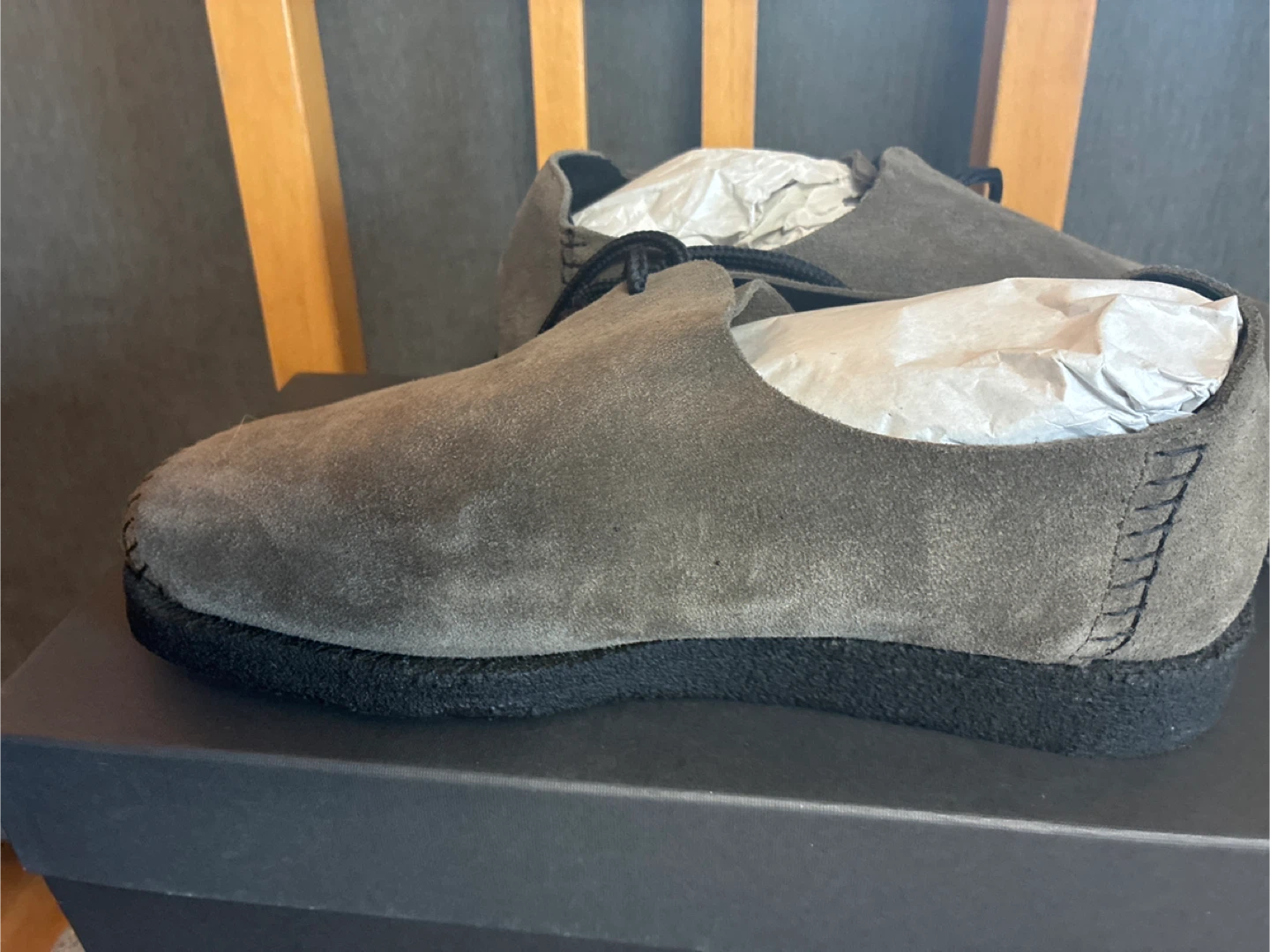New Padmore & Barnes Livestock Side Seam Olive Suede Shoes - photo 5