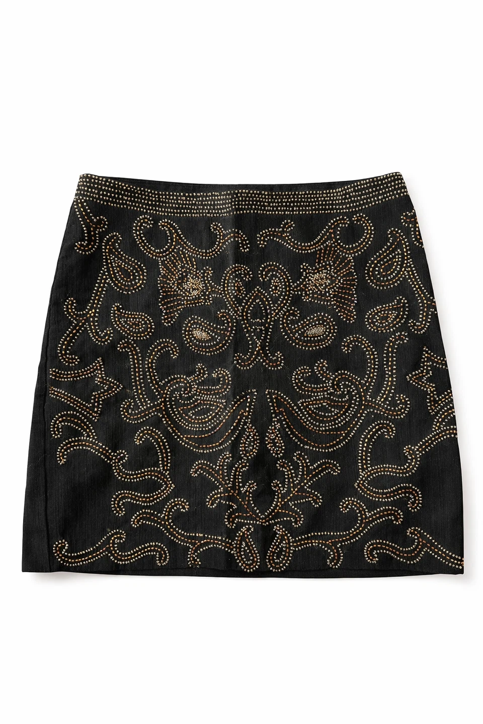 Black Embellished Mini Skirt