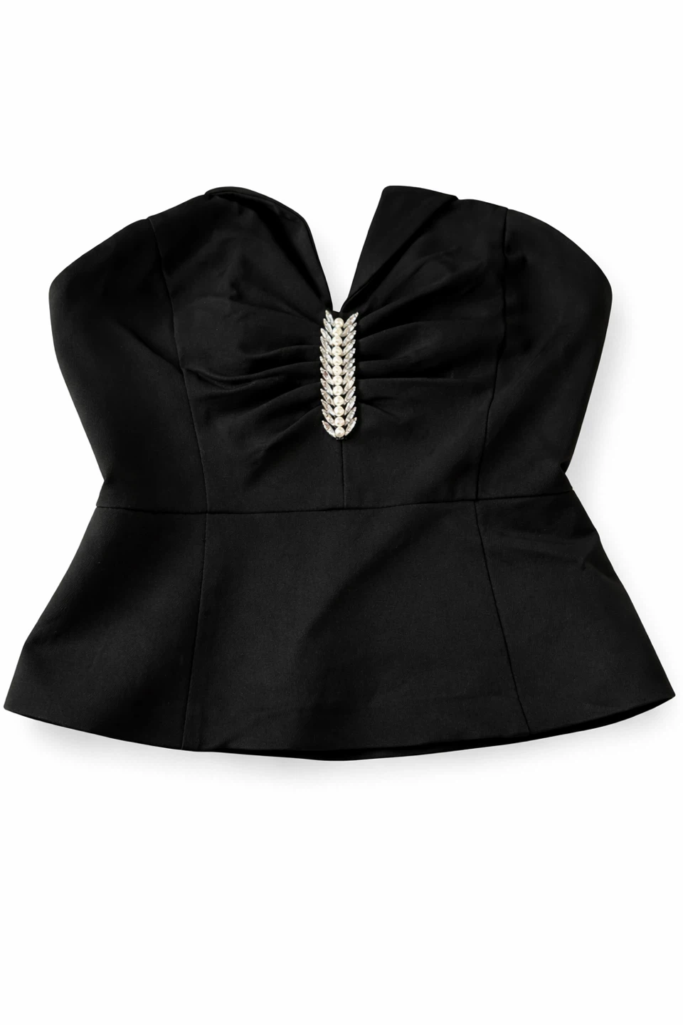 Black Strapless Peplum Top