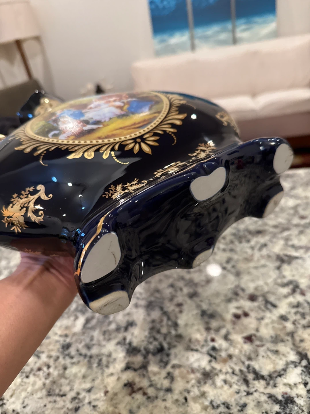Decorative Vase - Dark Blue & Gold - French style design - photo 3