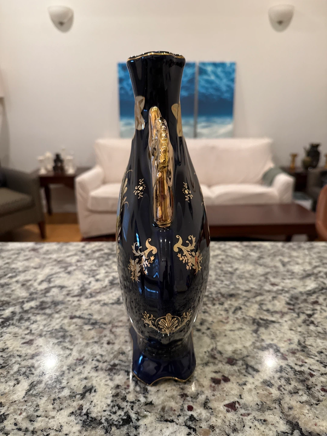 Decorative Vase - Dark Blue & Gold - French style design - photo 4