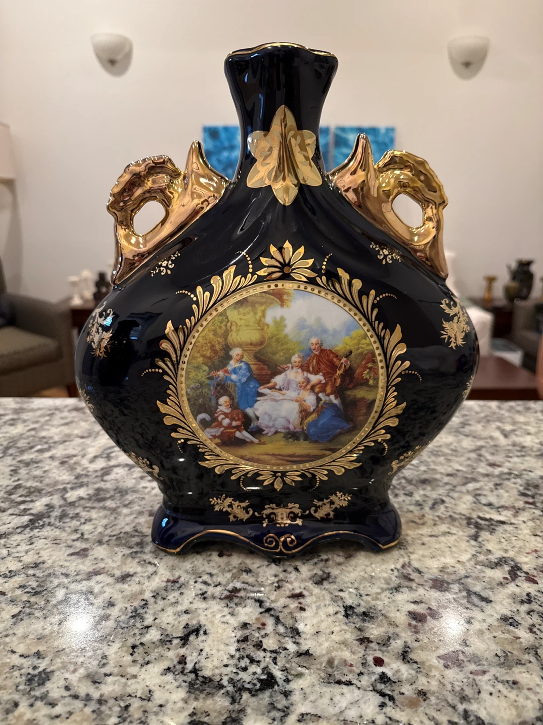 Decorative Vase - Dark Blue & Gold - French style design - photo 5