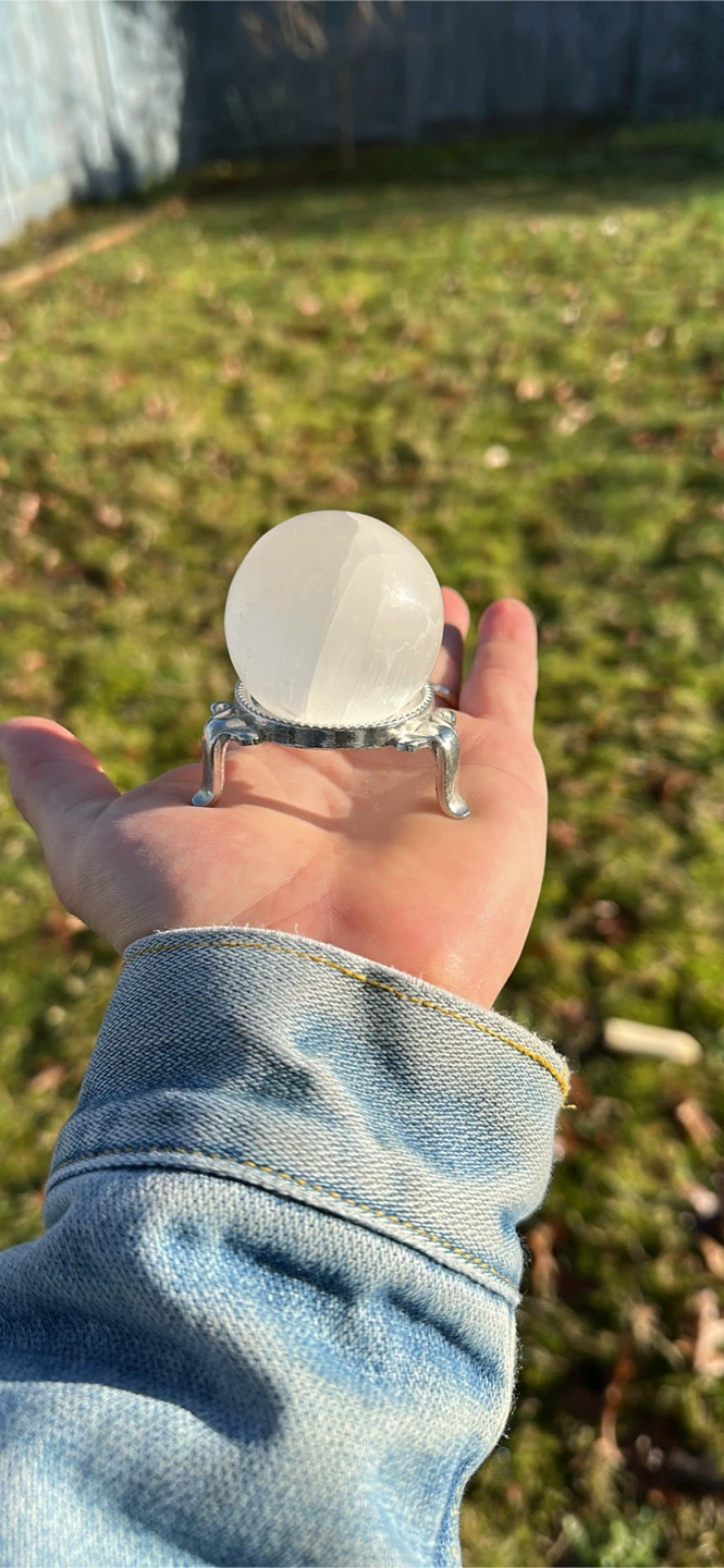 Selenite Crystal Ball with Stand