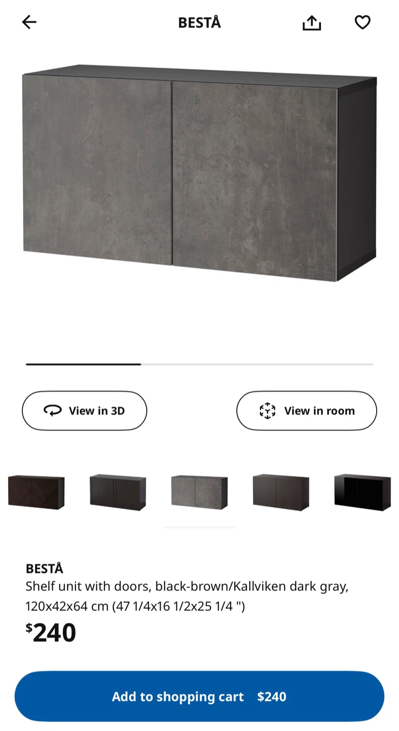 IKEA BESTA Shelf Unit w/ Doors - Dark Gray - photo 2