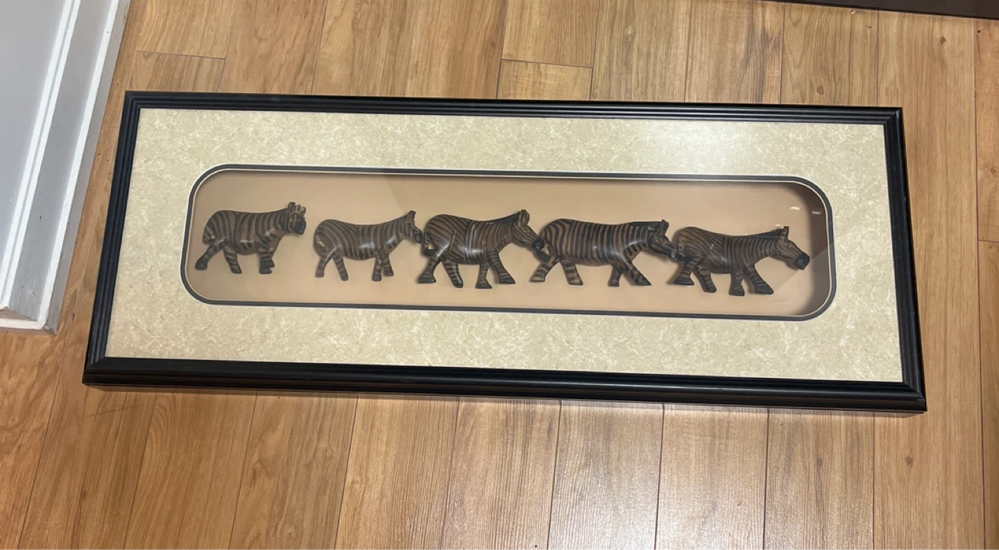 Framed Zebra Shadow Box Wall Art