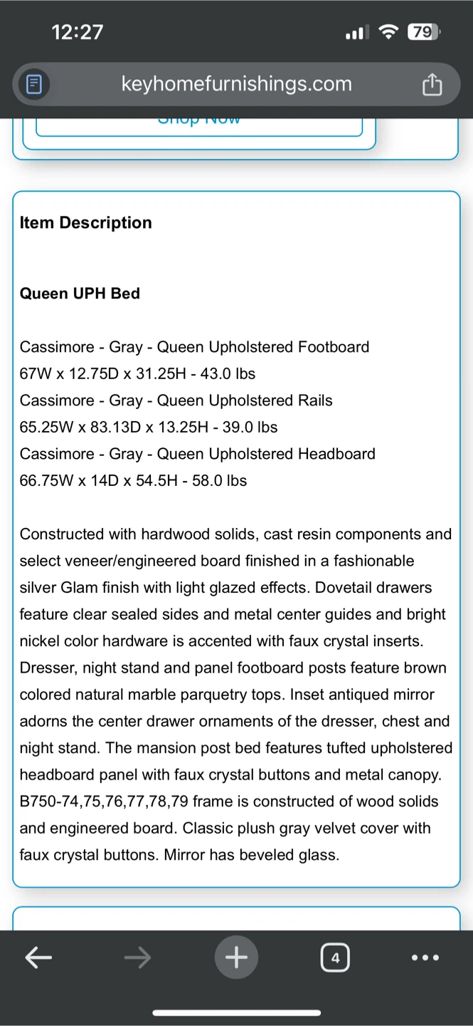 Queen Size Upholstered Platform Bed - Gray - photo 5