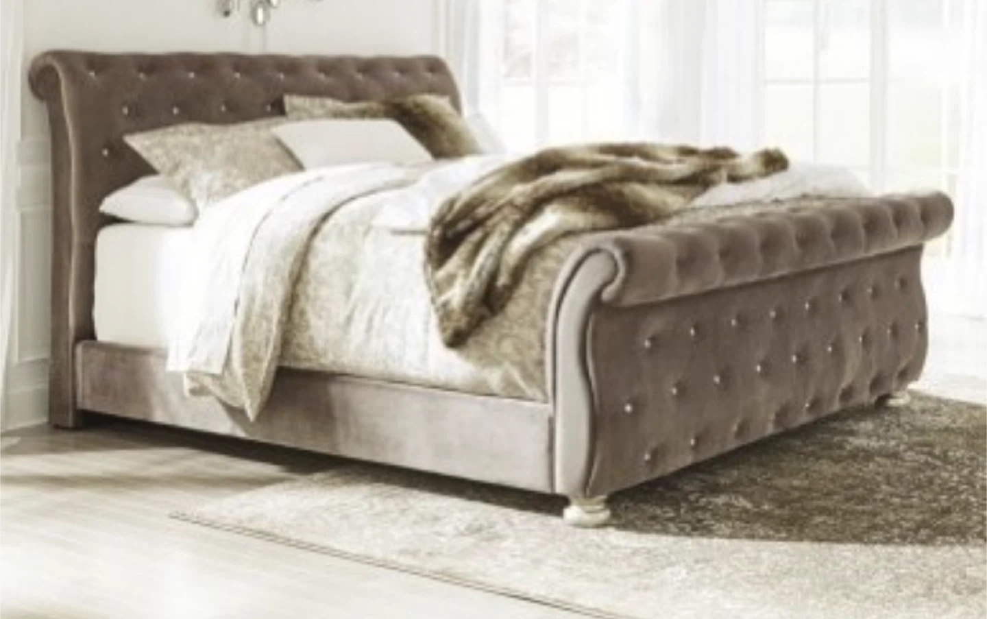 Queen Size Upholstered Platform Bed - Gray